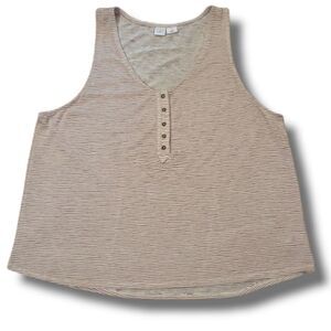 Melrose and Market Button‎ Front Stripe Tank White Red Fire Stripe Size 2X NWOT